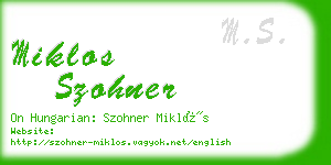 miklos szohner business card